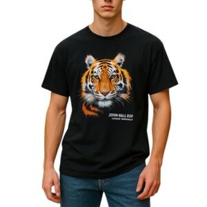 VINTAGE Unisex Tiger John Ball Zoo Graphic T-Shirt Black Grand Rapids MI Boxy XL